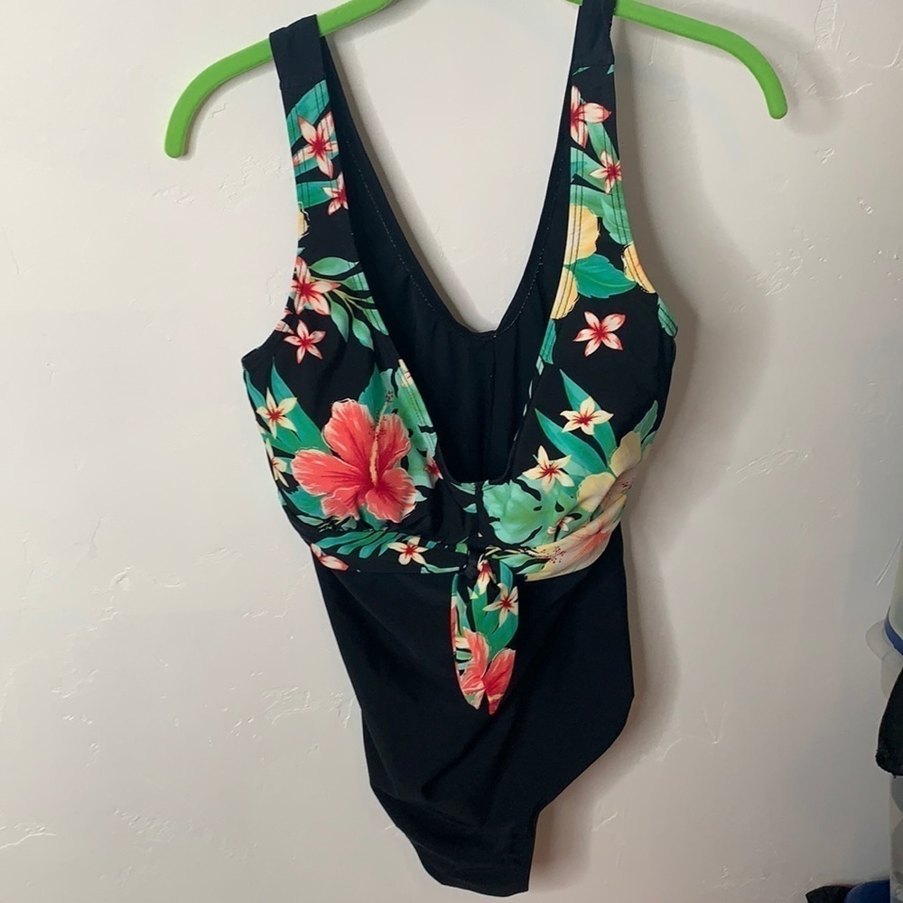 Costa del sol black Floral one piece swimsuit 18 SW 2015
